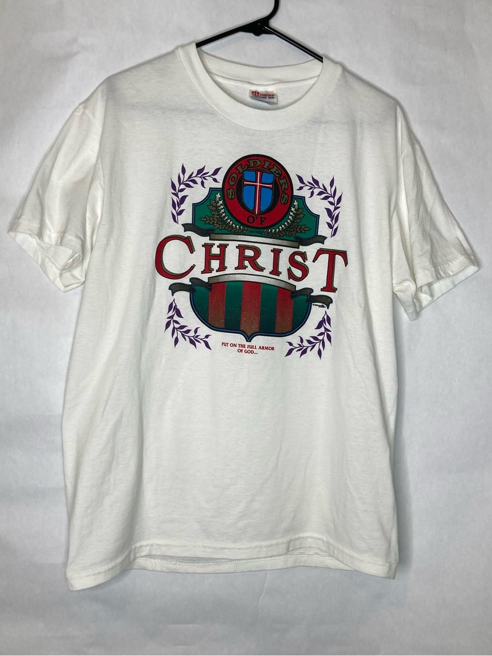 Vintage Soldiers Of Christ Church Tee Shirt Heavyweight Size Medium Michigan